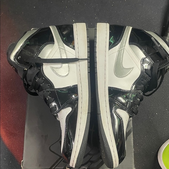 Jordan Women’s  Black and White High-Top Sneakers - Picture 5 of 7